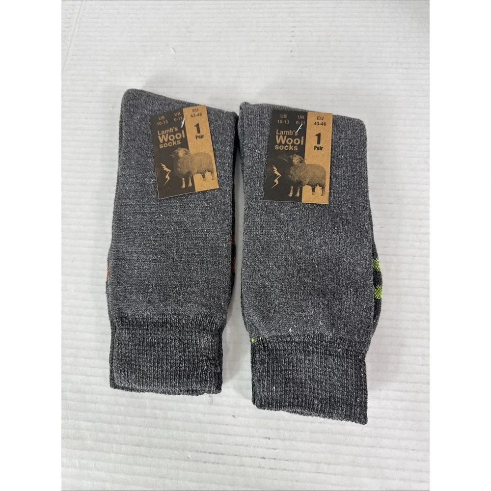 Lamb's Wool Blend Socks NEW Men's US 10-13 Lot of 2 Gray Calf Length 1399
